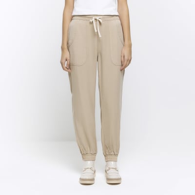 Beige Foldover Joggers– PinkBlush