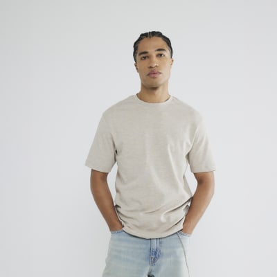 Beige Marl Slim Fit Short Sleeve T-Shirt