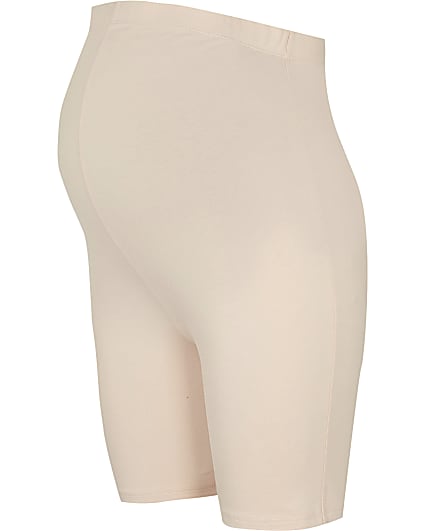 Beige maternity cycling shorts