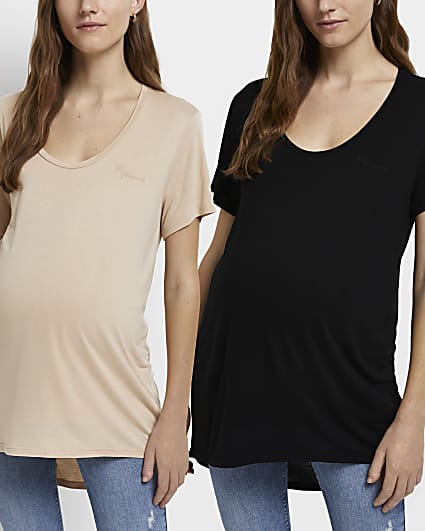Beige maternity t-shirt multipack