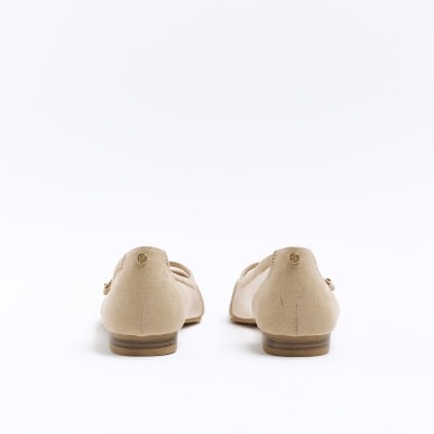 Beige mesh ballet shoes