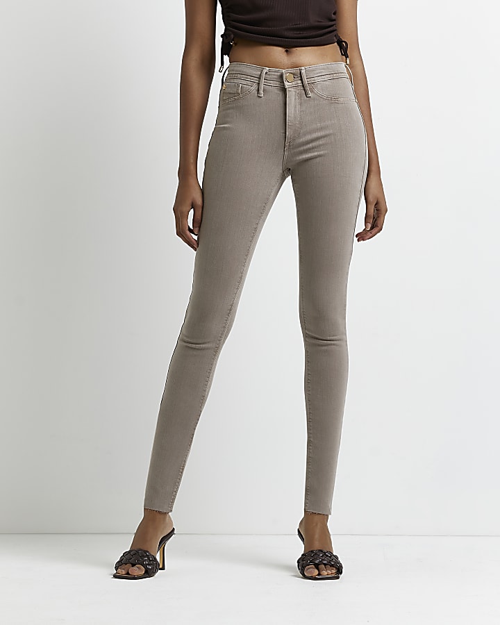 Beige Molly mid rise skinny jeans