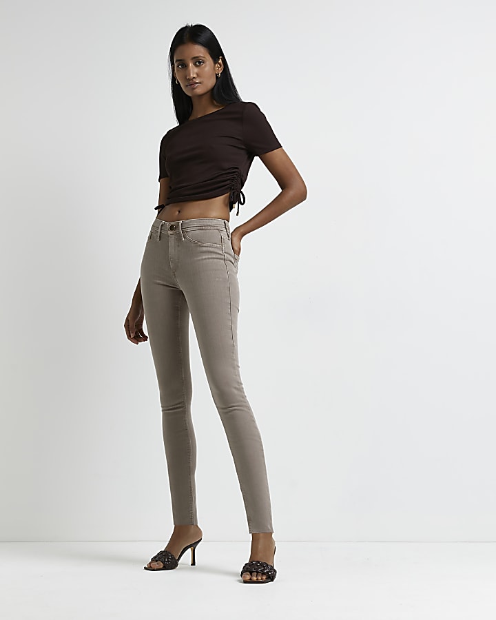 Beige Molly mid rise skinny jeans
