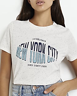 Beige new york graphic t-shirt