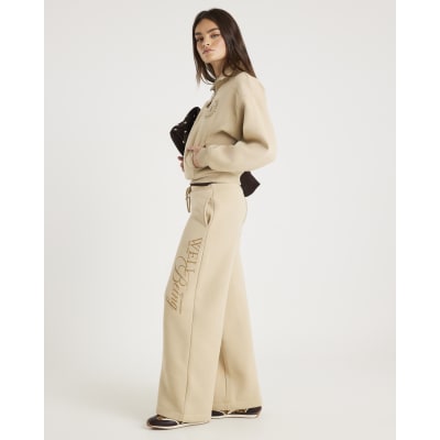 Beige NYC Wide Leg Joggers