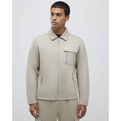 Beige Nylon Pocket Shacket