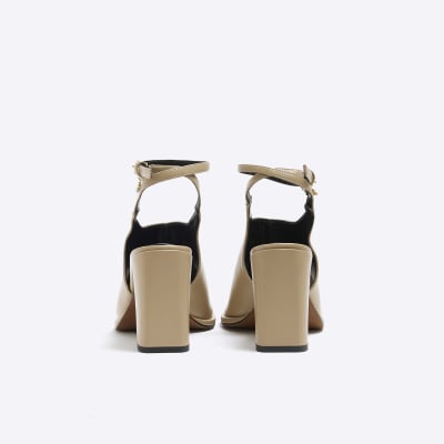 Beige Open Toe Block Heeled Shoes River Island 0481