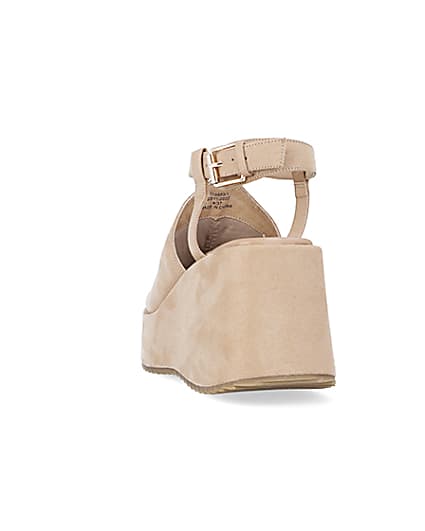 360 degree animation of product Beige open toe wedge sandals frame-8