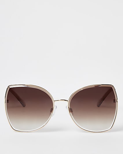 Beige oversized glam sunglasses