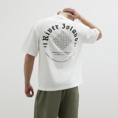 Beige Oversized Short Sleeve RI T-Shirt