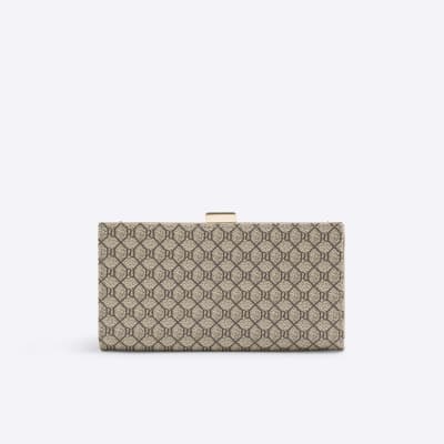 Beige Patent RI Monogram Panelled Purse River Island