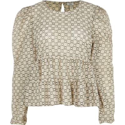 river island lace peplum top