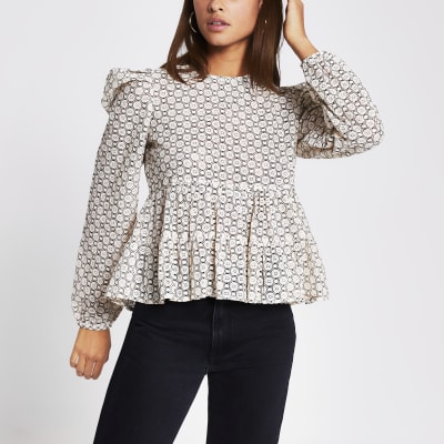 river island lace peplum top