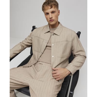 Beige Pinstripe Western Jacket