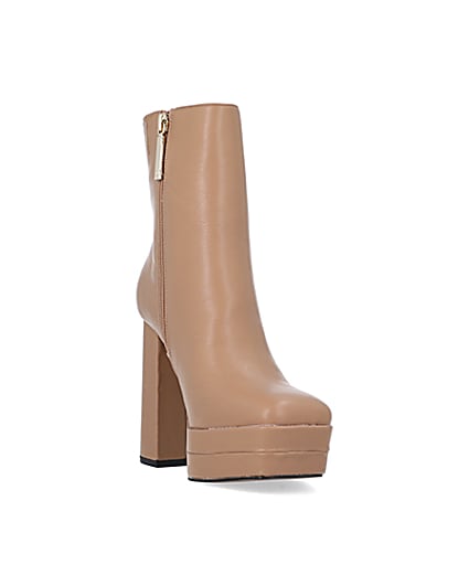 360 degree animation of product Beige platform ankle boots frame-19