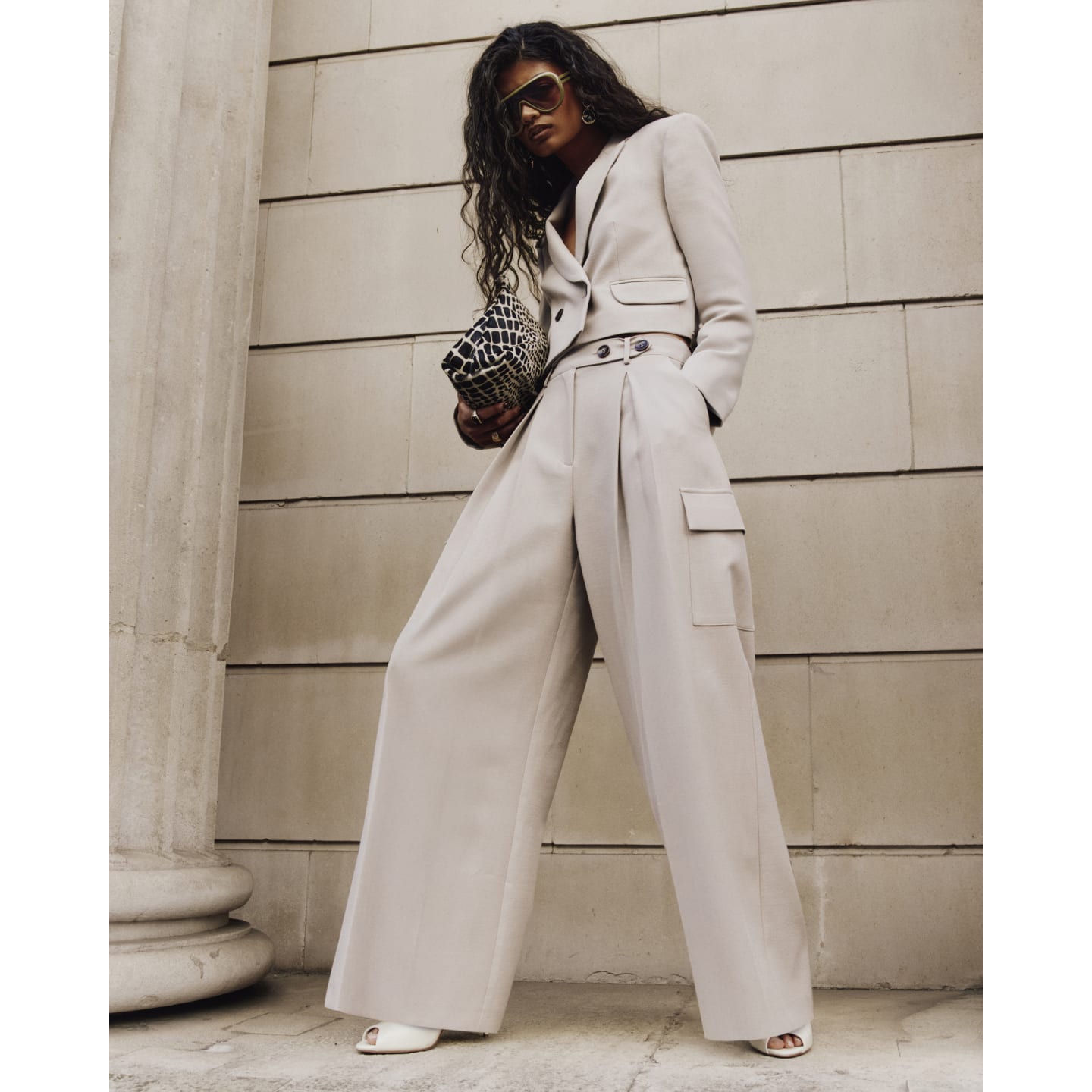 River Island Beige Pocket Wide Leg Tailored Trousers — photo 1 of 1