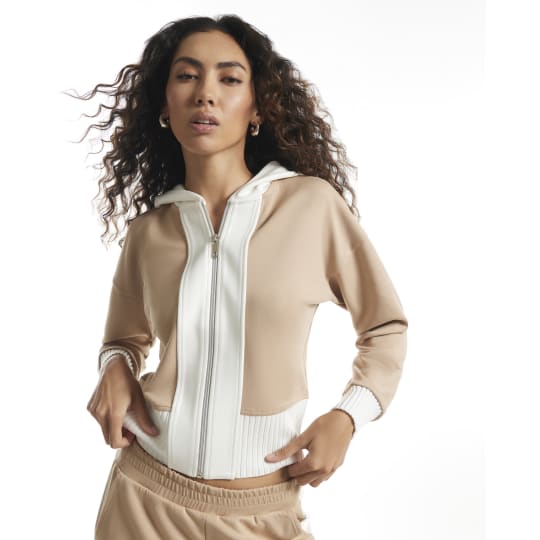 River Island Beige Premium Colour Block Hoodie
