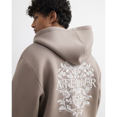 Beige Premium Cotton Baroque Hoodie