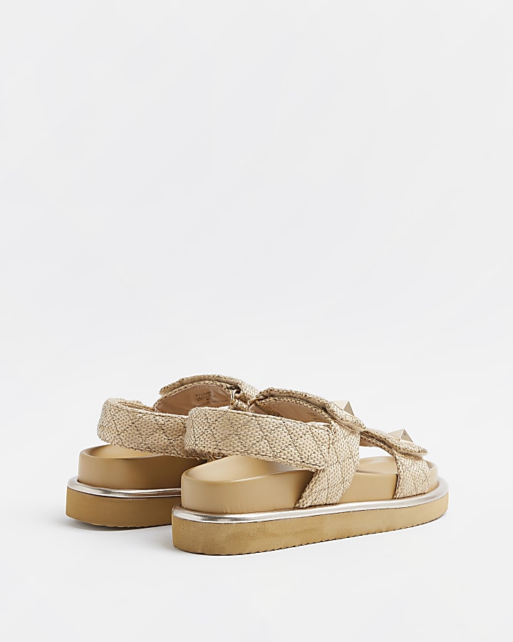 Beige quilted chunky sandals
