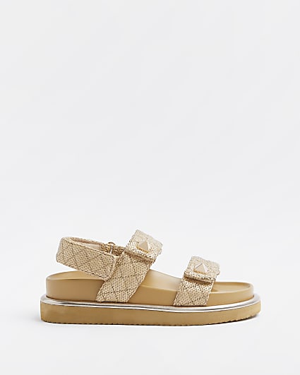 Beige quilted chunky sandals