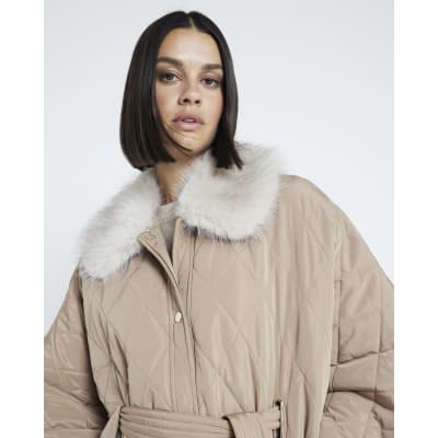 コート Giovi Cape with fur inserts Beige Giovi Cape With Fur Inserts - Beige | Editorialist