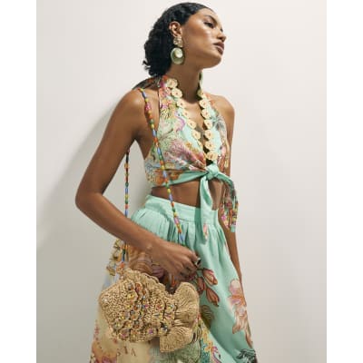 Beige Raffia Fish Crossbody Bag