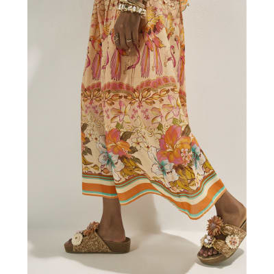 River Island Beige Raffia Flower Footbed Sandals