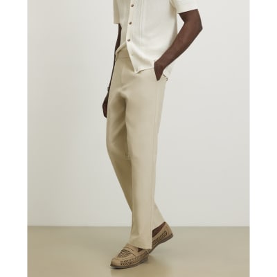 Beige Regular Fit 5 Pocket Chino Trousers