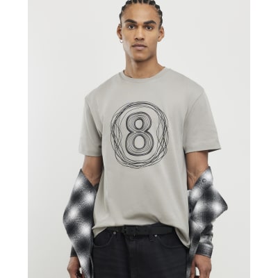 Beige Regular Fit 8 Graphic T-Shirt