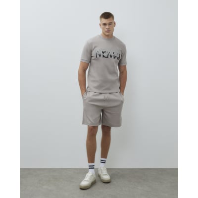 Beige Regular Fit Drawstring Jersey Shorts