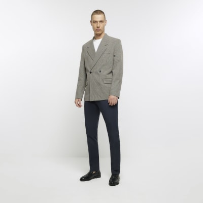 Beige regular fit gingham blazer