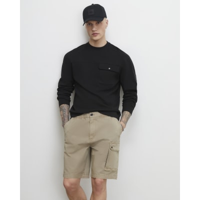 Beige Regular Fit Longer Length Cargo Shorts