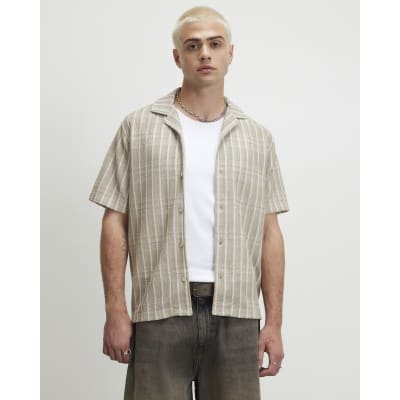 Beige Regular Fit Stripe Shirt