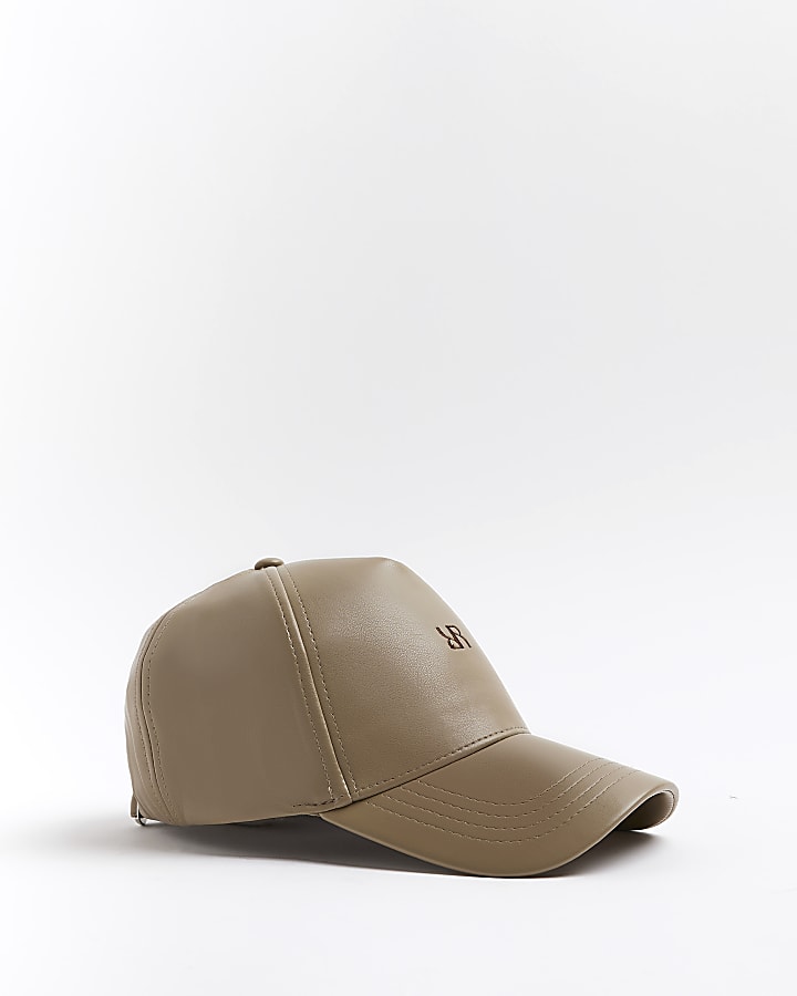 Beige RI faux leather cap