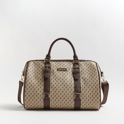 River Island monogram weekend bag in beige