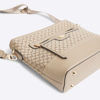 Beige ri monogram tote cross body handbag hotsell