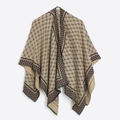 Beige RI monogram cape | River Island