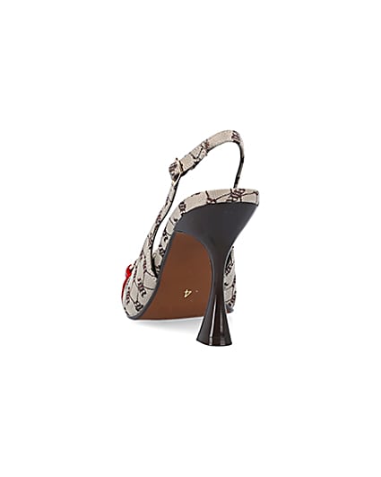 360 degree animation of product Beige RI monogram heeled sling back shoes frame-8