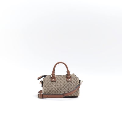 River Island Beige RI monogram mini cross body bag