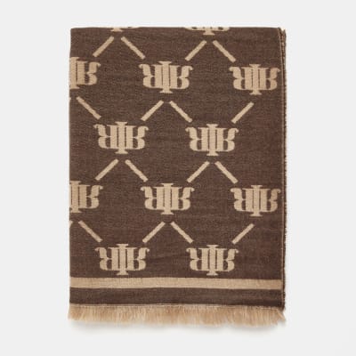 River Island geo monogram scarf in beige