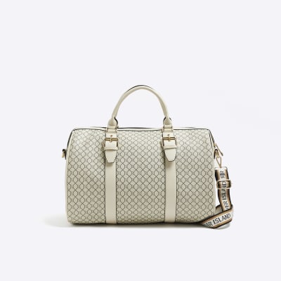 River Island monogram weekend bag in beige