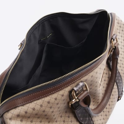 Beige RI monogram weekend bag River Island