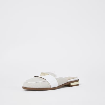 Beige RI mule loafers