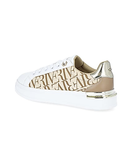 360 degree animation of product Beige RI printed lace up trainers frame-5
