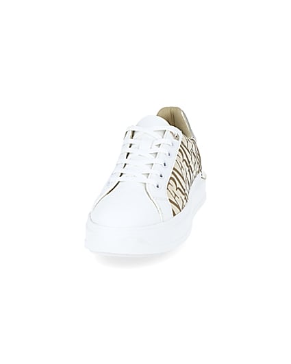 360 degree animation of product Beige RI printed lace up trainers frame-22