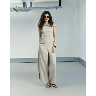River Island Beige Ri Studio Bubble Leg Hareem Trousers