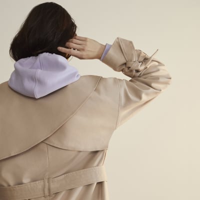 Beige RI Studio longline trench coat