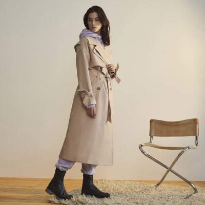 Beige RI Studio longline trench coat