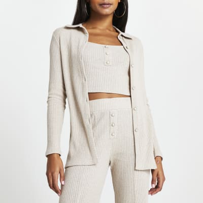 ribbed button front cardigan