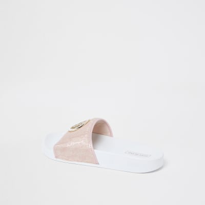 Beige 'RIR' monogram sliders